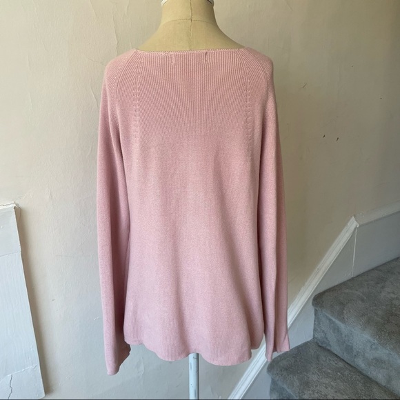 525 America Revolve Pink 100% Cotton Fine Knit Rob Square Neck Sweater EUC Sz M - Picture 3 of 8